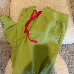 Figs Matcha Joggers with Pink Drawstring